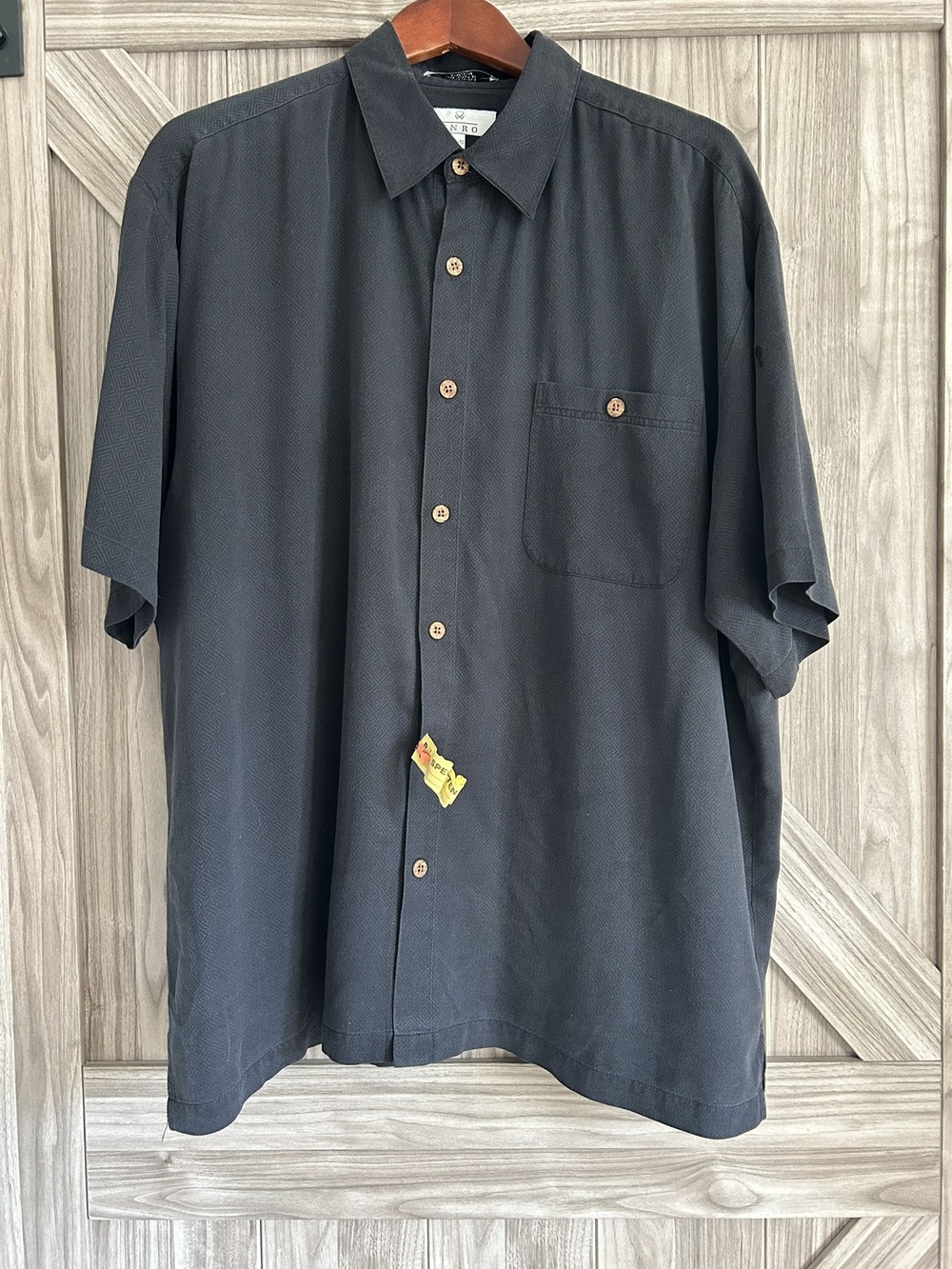 Vintage Enro NRD Black Textured Camp Shirt XL 2XL